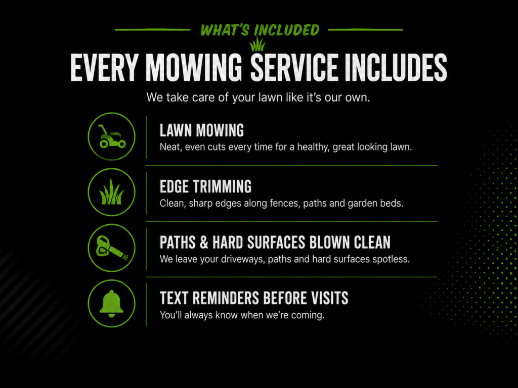 Lawn Mowing whats included Latrobe Devonport